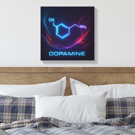 Dopamine energiestroom - Abstracte moleculaire neo Canvas Afdruk (Insitu (Slaapkamer))
