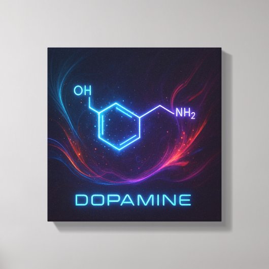 Dopamine energiestroom - Abstracte moleculaire neo Canvas Afdruk (Voorkant)