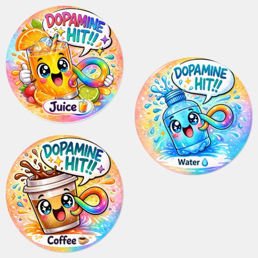 Dopamine Hit Neurodivergente Kawaii Feest Labels (Groep)
