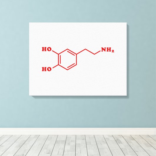 Dopamine Moleculaire chemische formule Canvas Afdruk (Insitu (Houten vloer))