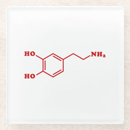 Dopamine Moleculaire chemische formule Glazen Onderzetter (Voorkant)