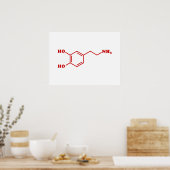 Dopamine Moleculaire chemische formule Poster (Keuken)