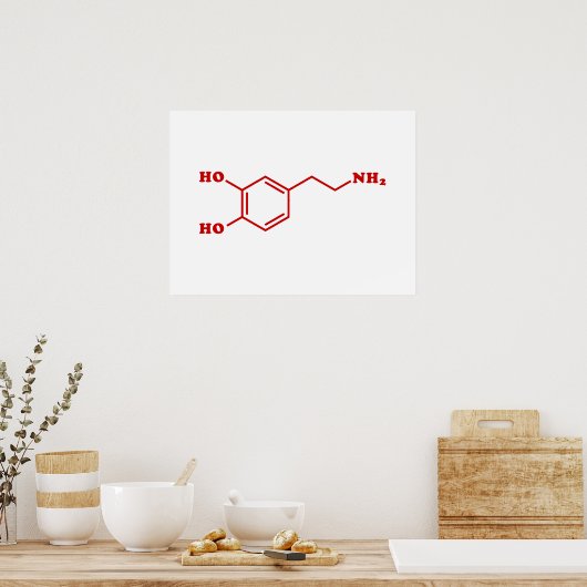 Dopamine Moleculaire chemische formule Poster (Keuken)