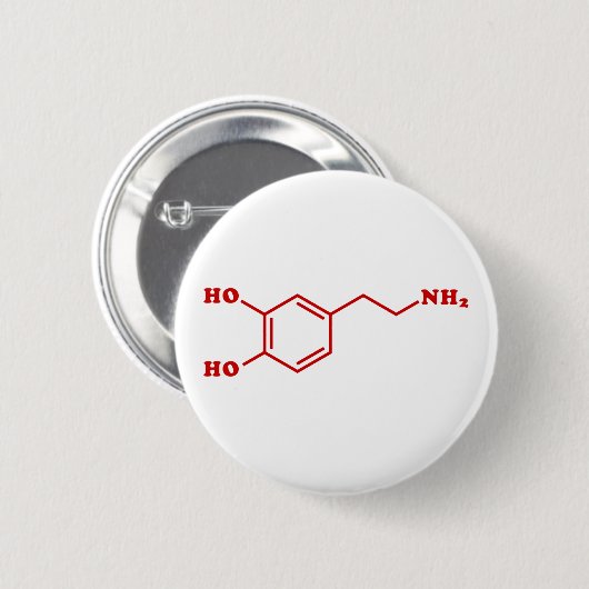 Dopamine Moleculaire chemische formule Ronde Button 5,7 Cm (Voorkant /achterkant)
