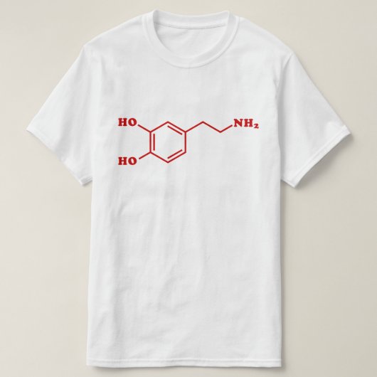 Dopamine Moleculaire chemische formule T-shirt (Design voorkant)