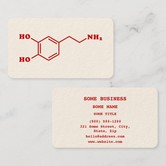 Dopamine Moleculaire chemische formule Visitekaartje (Voorkant / Achterkant)