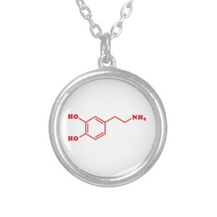 Dopamine Moleculaire chemische formule Zilver Vergulden Ketting