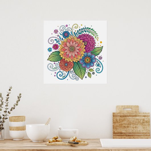 Dopamine Radiant Floral 1 Poster (Keuken)