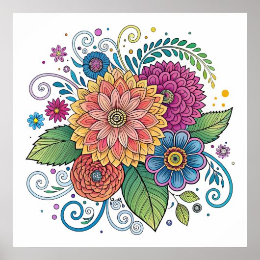 Dopamine Radiant Floral 1 Poster (Voorkant)