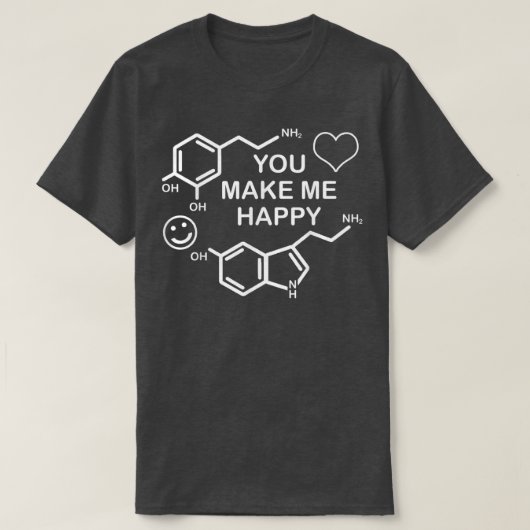 Dopamine Smile Serotonin Heart, je maakt me blij S T-shirt (Design voorkant)