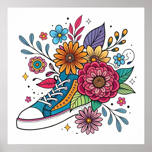 Dopamine Sneaker & Flower Poster (Voorkant)
