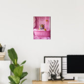Dopamine Tijger in Badkuip Print Roze Grappige Pos (Thuiskantoor)