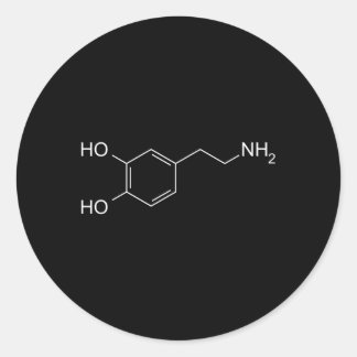 Dopaminemolecuul chemisch symbool ronde sticker