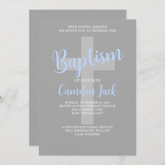 Dopen / doopceremonie uitnodiging (Voorkant / Achterkant)