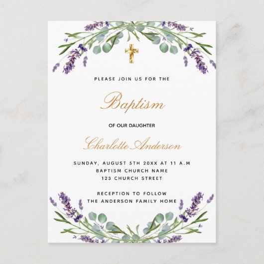 Dopen lavendel violet bloemeneucalyptus groen uitnodiging briefkaart (Voorkant)