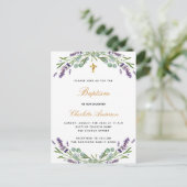 Dopen lavendel violet bloemeneucalyptus groen uitnodiging briefkaart (Staand voorkant)