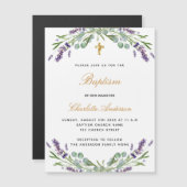 Dopen lavendel violet bloemeneucalyptus luxe magnetische uitnodiging (Voorkant / Achterkant)