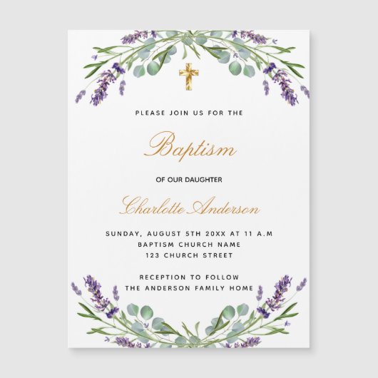 Dopen lavendel violet bloemeneucalyptus luxe magnetische uitnodiging (Voorkant)