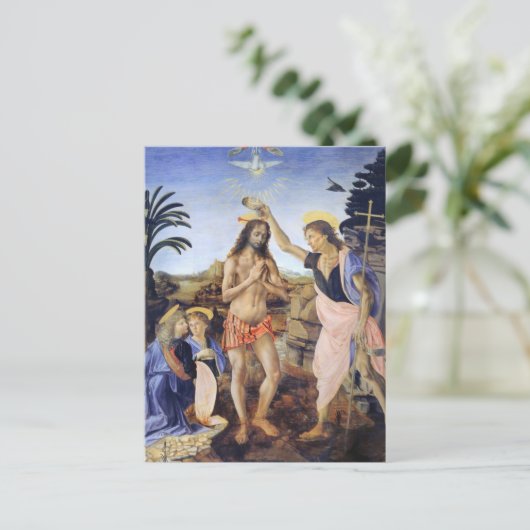 Dopen van Christus door Verrocchio, Leonardo da Vi Briefkaart (Staand voorkant)