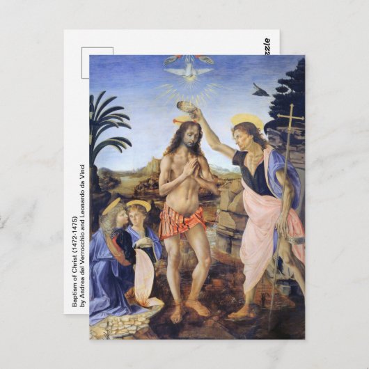 Dopen van Christus door Verrocchio, Leonardo da Vi Briefkaart (Voorkant / Achterkant)