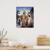 Dopen van Christus door Verrocchio, Leonardo da Vi Poster (Keuken)