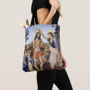 Dopen van Christus door Verrocchio, Leonardo da Vi Tote Bag