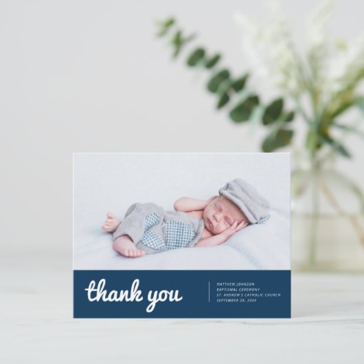 Dopen voor hem Moderne en eenvoudige foto dank u Briefkaart (Staand voorkant)