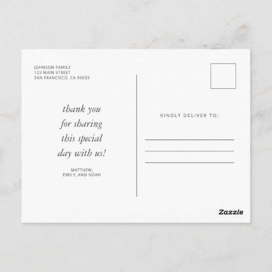 Dopen voor hem Moderne en eenvoudige foto dank u Briefkaart (Achterkant)