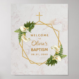 Dopend Marmer Goud Calla lelies Bloemen Welkom Poster