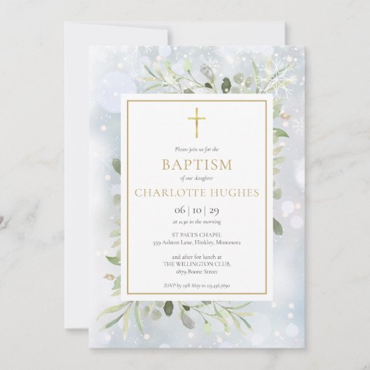 Dopend winter sneeuwvlokken aquarel groen kaart (Voorkant)