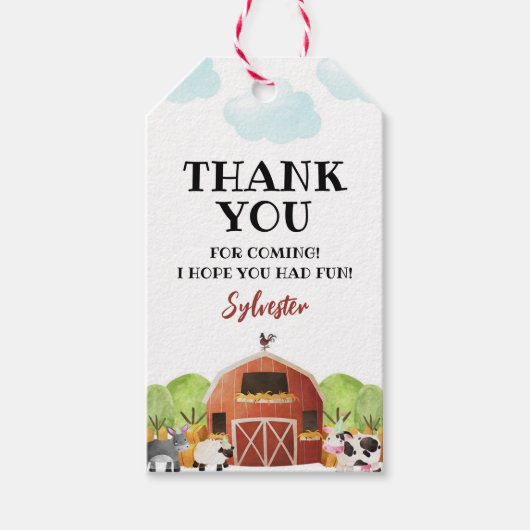 Dopende boerderijdieren cadeaulabel (Voorkant)