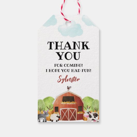Dopende boerderijdieren cadeaulabel (Achterkant)