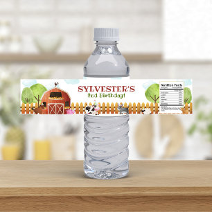 Dopende boerderijdieren waterfles etiket