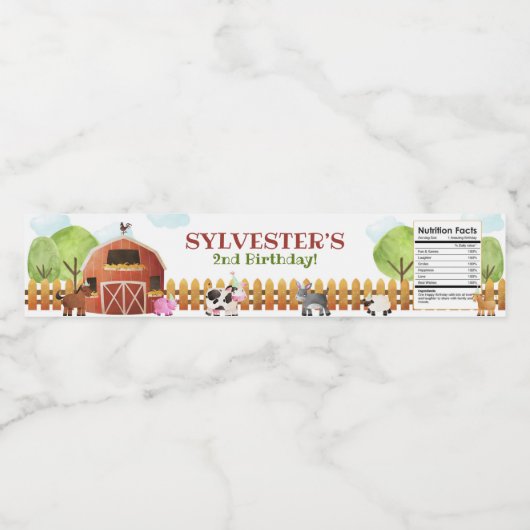 Dopende boerderijdieren waterfles etiket (Enkel label)