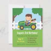 Dopende Boerderijen van Tractor Boy and Puppy Kids Kaart (Voorkant)