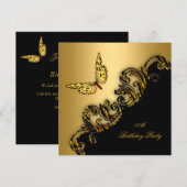 Dopende gouden zwarte vlinder kaart (Voorkant / Achterkant)