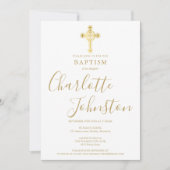 Dopendobbel Doop Gouden Kruis Handtekening Script Kaart (Voorkant)