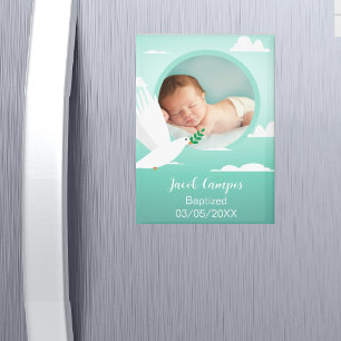 Dopendochter Doop Jongen Doop Duif Wolken Foto Magneet