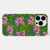Doperwten en hommels, groen en roze iPhone hoesje (Achterkant horizontaal)