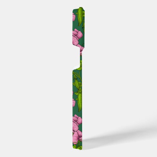 Doperwten en hommels, groen en roze iPhone hoesje (Rechterkant)