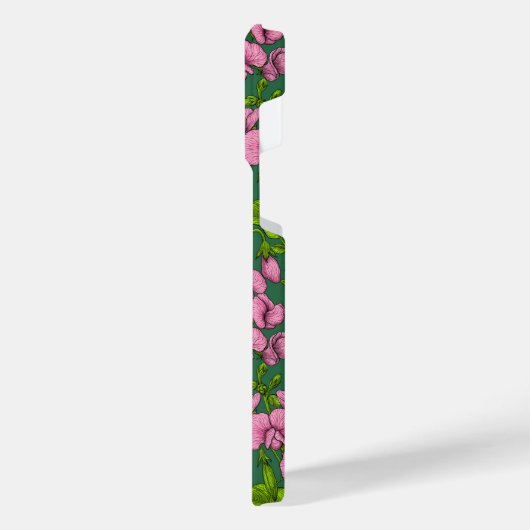 Doperwten en hommels, groen en roze iPhone hoesje (Linkerkant)