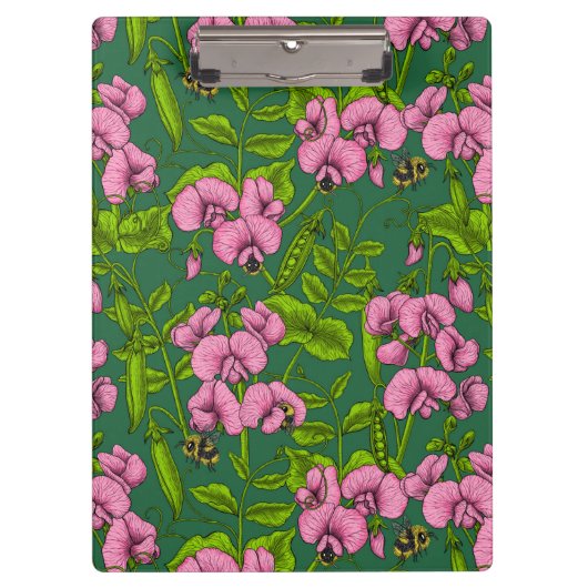 Doperwten en hommels, groen en roze klembord (Voorkant)