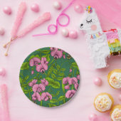 Doperwten en hommels, groen en roze papieren bordje (Feest)