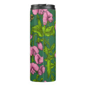 Doperwten en hommels, groen en roze thermosbeker (Achterkant)