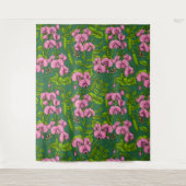Doperwten en hommels, groen en roze wandkleed (Voorkant)