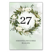 Dopgrijze bladeren van olijven met witte rozen kaart (Voorkant)