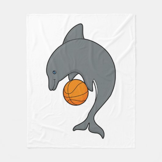 Dophin als Basketballspeler met Basketball Fleece Deken (Voorkant)