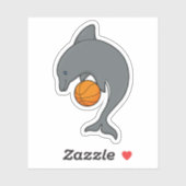 Dophin als Basketballspeler met Basketball Sticker (Vel)