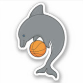Dophin als Basketballspeler met Basketball Sticker (Voorkant)