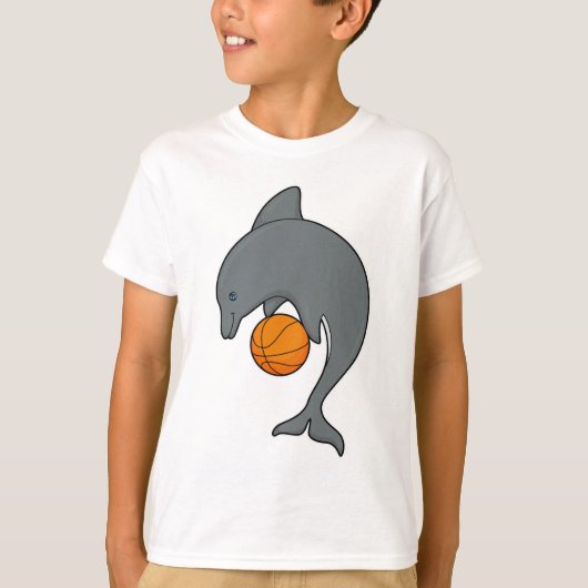 Dophin als Basketballspeler met Basketball T-shirt (Voorkant)